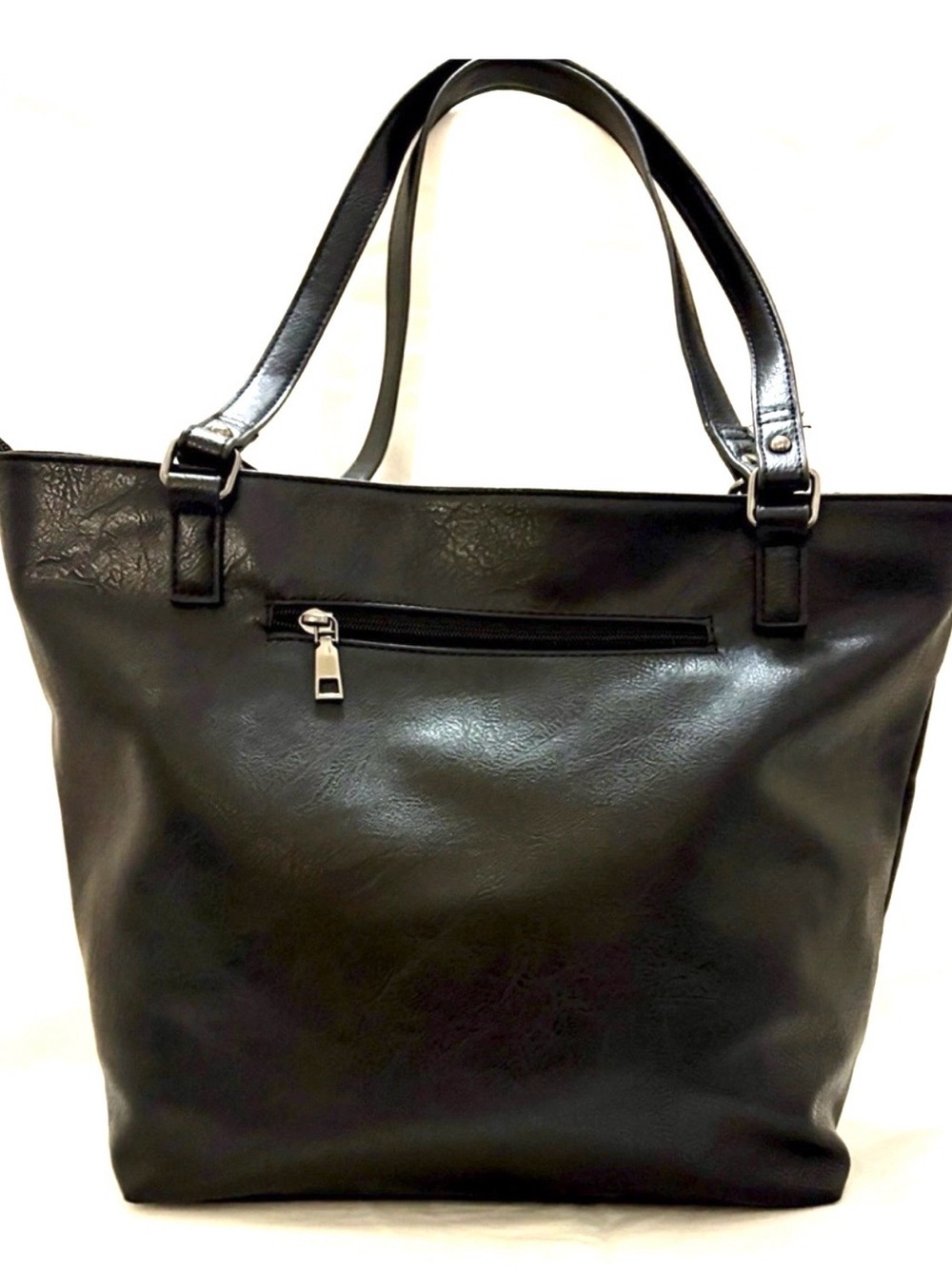 Sam & Hadley Black Faux Leather Large Tote Bag Braided Strap Detail Shoulder Bag - Picture 2 of 11